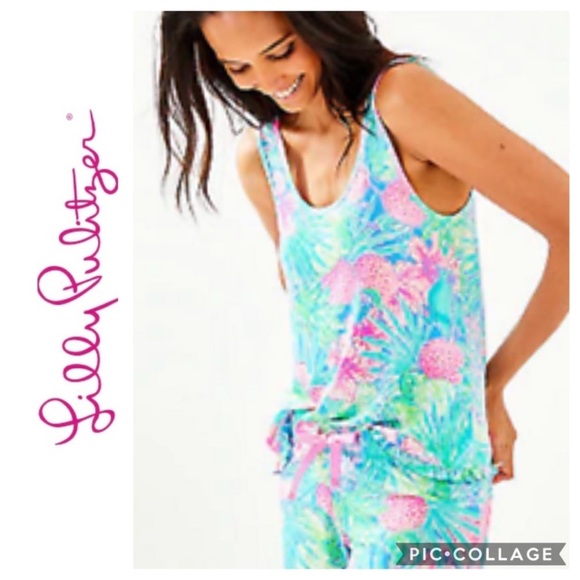 Lilly Pulitzer Ruffle PJ Tank Multi Swizzle Small - Picture 1 of 7